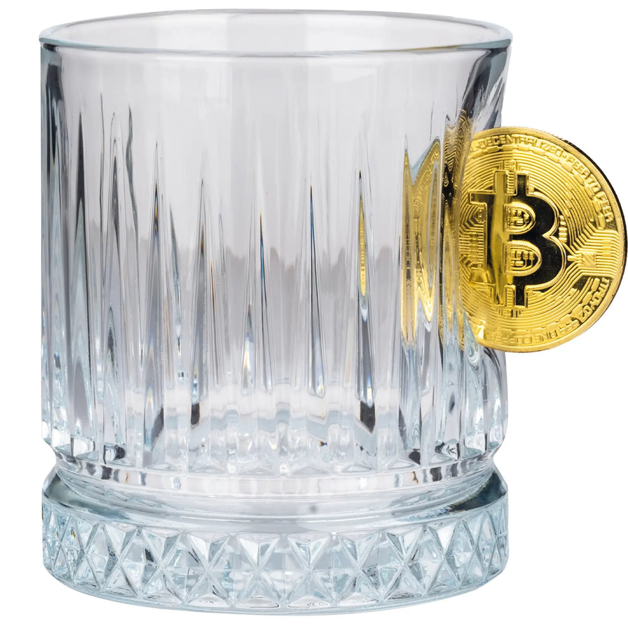 Bitcoin Madeni Para Hediyelik Özel Kristal Lüks 2’li Viski Bardağı Set 355cc