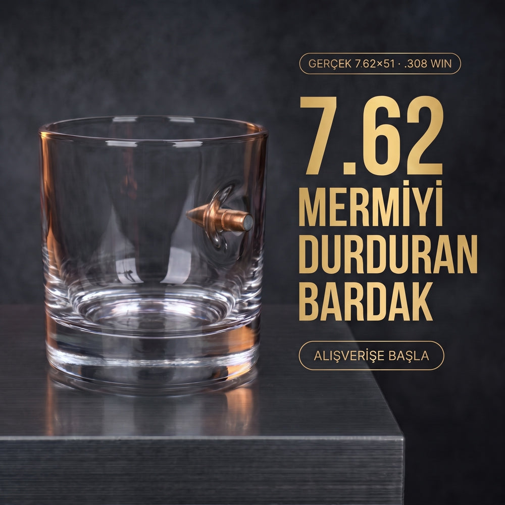 Gerçek .308 mermili viski bardağı - 7.62 mermiyi durduran bardak