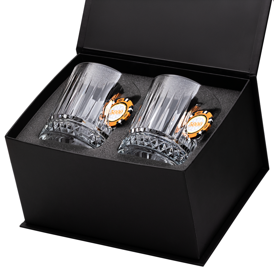 Poker Fişli 2’li 355cc Kristal Set Poker Sever Casino Hediyesi
